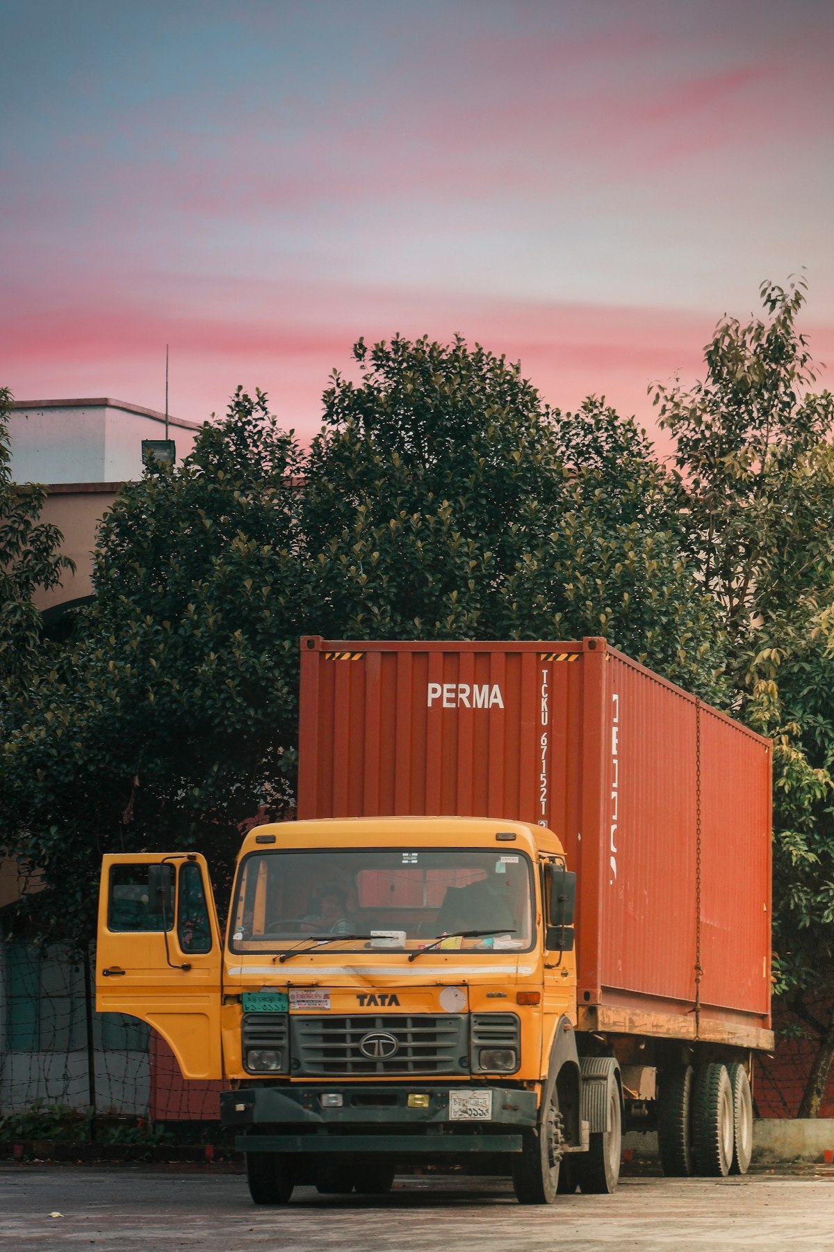 Freight lorry at a port in the Balearic Islands